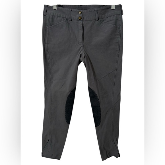 Women’s Equine Cropped Gray Knee Patch Riding Breech Pants Velcro Legs size 30 - Picture 1 of 12